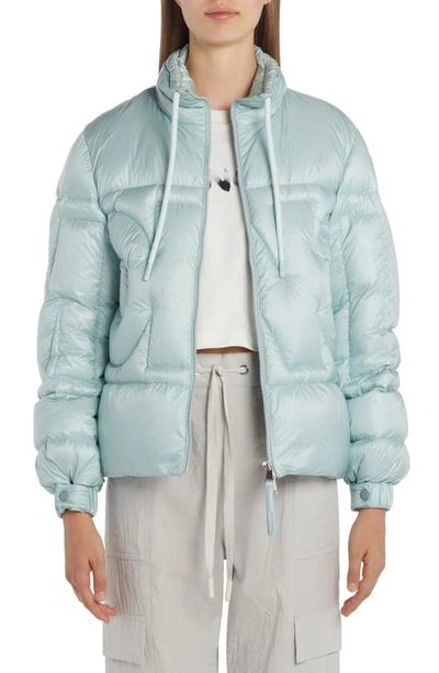 Moncler Sapins Logo Quilted Down Jacket In Blue