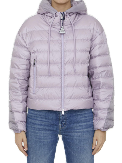 Moncler Sylans Colourblock Hooded Down Jacket In Purple