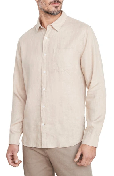 Vince Linen Button-up Shirt In Beach Sand