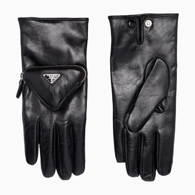 Prada Black Gloves With Applied Pocket