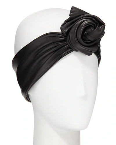 Epona Valley Glemby Leather Head Wrap In Black
