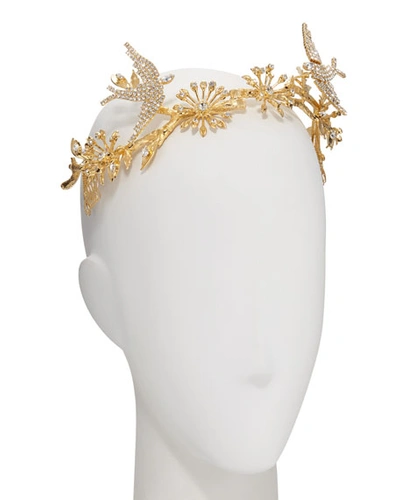 Epona Valley Paramour 14k Gold-plated Crystal Birds & Branches Crown/tiara