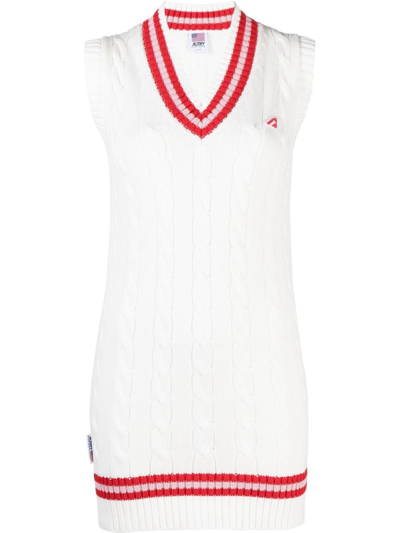 Autry Cotton V-neck Vest In Bianco