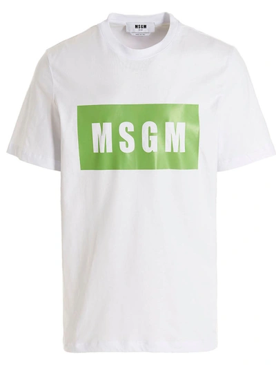 Msgm T-shirt Logo Box In White,green