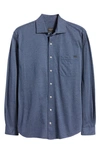 Alton Lane Walker Seasonal Knit Button-up Shirt In Dark Blue Squares