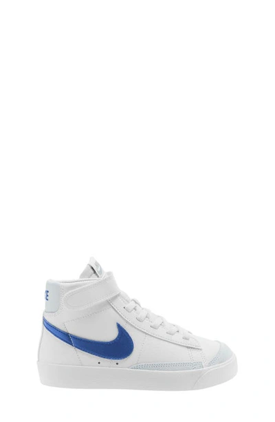 Nike Kids' Blazer Mid '77 High Top Sneaker In White/ Royal/ Pure Platinum