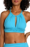 La Blanca Island Goddess High Neck Bikini Top In Azul