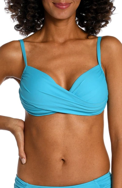 La Blanca Island Goddess Wrap Bikini Top In Azul