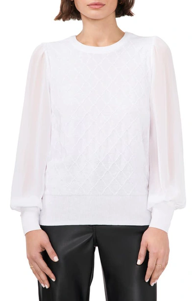 Halogen Chiffon Sleeve Jumper In Bright White