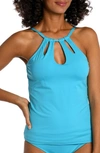 La Blanca High Neck Tankini Top In Azul