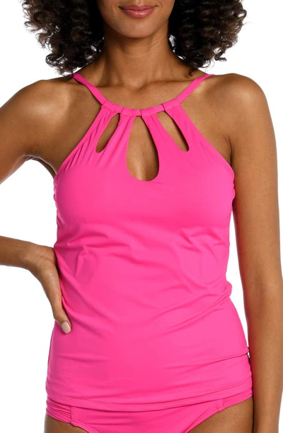 La Blanca High Neck Tankini Top In Pop Pink