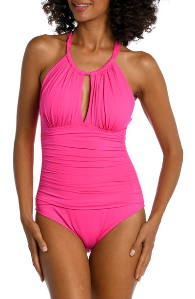 La Blanca Island Goddess Mio High Neck One-piece Swimsuit In Pop Pink