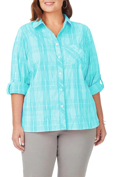 Foxcroft Cole Roll Sleeve Button-up Shirt In Oceanside