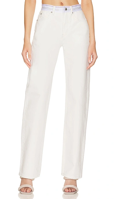 Alexander Wang Logo Webbing Relaxed Straight Jean In Vintage White