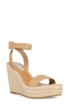 Steve Madden Women's Upstage Square Toe Rope Wrapped Wedge Heel Platform Sandals In Tan Suede
