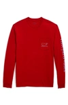 Vineyard Vines Vintage Whale Long Sleeve Graphic Tee In Savvy Red