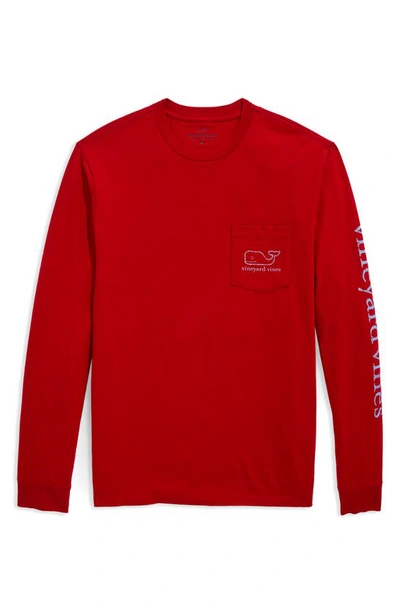 Vineyard Vines Vintage Whale Long Sleeve Graphic Tee In Savvy Red