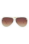 Diff Tahoe 62mm Polarized Gradient Oversize Aviator Sunglasses In Brushed Gold