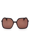 Max Mara 59mm Square Sunglasses In Shiny Black / Brown