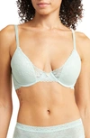 Natori Cherry Blossom Lace Underwire Push-up Bra In Mint