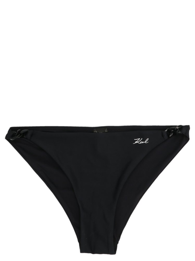 Karl Lagerfeld Karl Dna Chain-link Bikini Bottoms In Black
