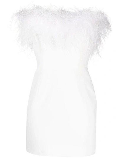 New Arrivals Feather-trim Mini Dress In White