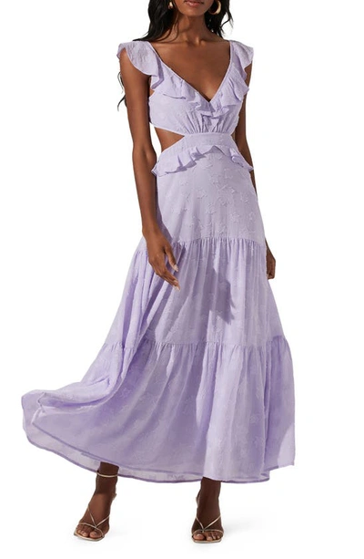 Astr Ruffle Cutout Maxi Dress In Lilac