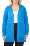 Halogen Side Slit Linen Blend Cardigan In Indigo Blue