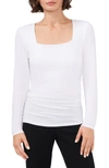 Halogen Ruched Square Neck Top In Bright White