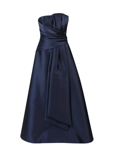 Alberta Ferretti Mikado Long Dress In Blue