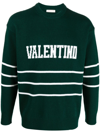 Valentino Men's Embroidered Logo Jumper Sweater In Green