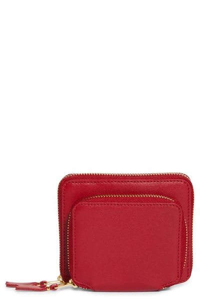 Comme Des Garçons External-pocket Leather Wallet In Red