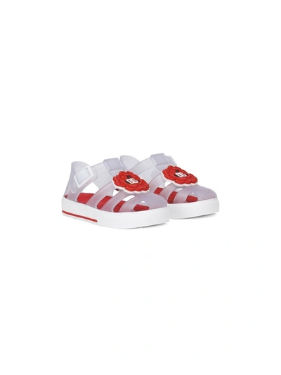 Dolce & Gabbana Kids' Flower-appliqué Jelly Shoes In Red