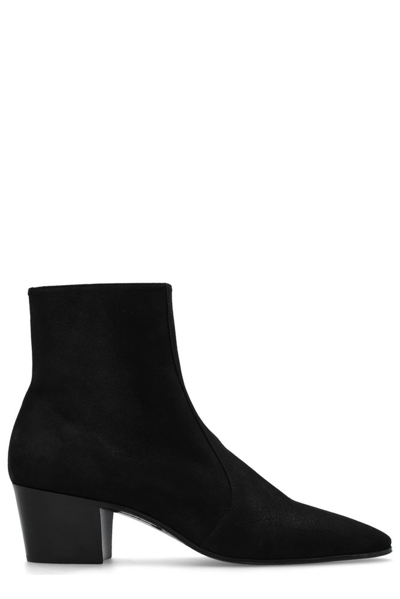 Saint Laurent Vassili Leather Boots In Noir