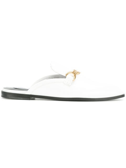 Stella Mccartney Chain-embellished Faux Leather Slippers In White ...