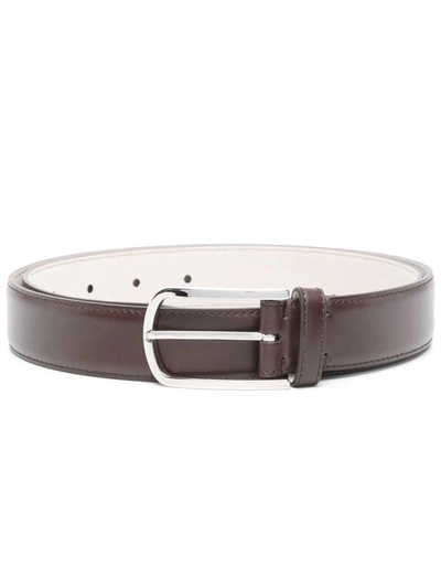 Brunello Cucinelli Leather Buckle Belt In Brown