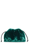 Bottega Veneta The Mini Pouch Sequin Crossbody Bag In 3026 Dark Green/ Dark Gr-g