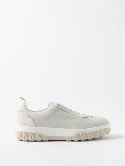 Thom Browne Beige Cable Knit Sole Court Sneakers In White