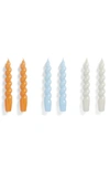 Hay Spiral 6-pack Assorted Candles In Tangerine Light Blu Light Grey