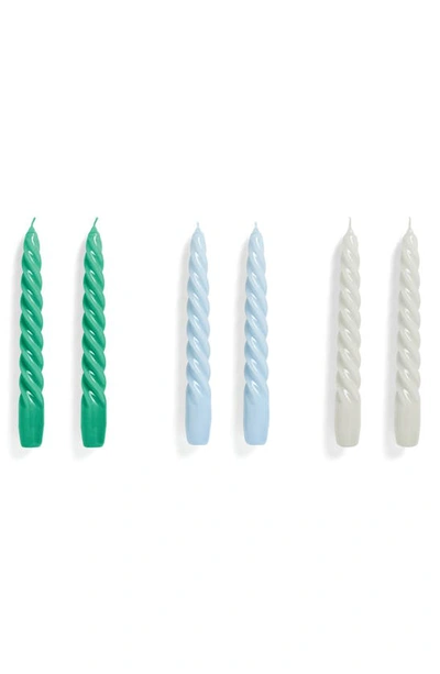 Hay Spiral 6-pack Assorted Candles In Green Light Blue Light Grey