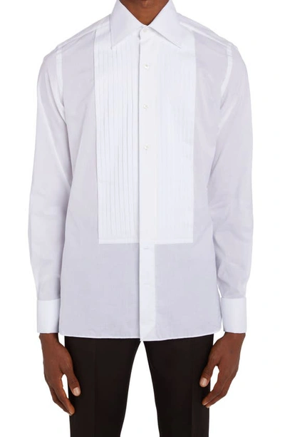 Tom Ford Slim Fit Poplin Tuxedo Shirt In White