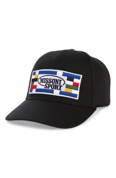 Missoni Embroidered Logo Patch Baseball Cap In Black Beauty