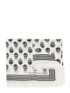 Alexander Mcqueen Womans Biker Skull White And Black Modal Scarf