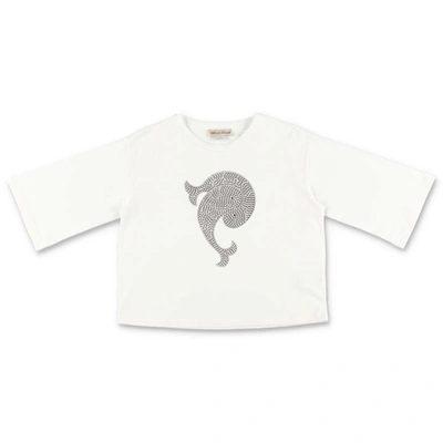 Emilio Pucci Kids'  T-shirt Bianca In Jersey Di Cotone In Bianco