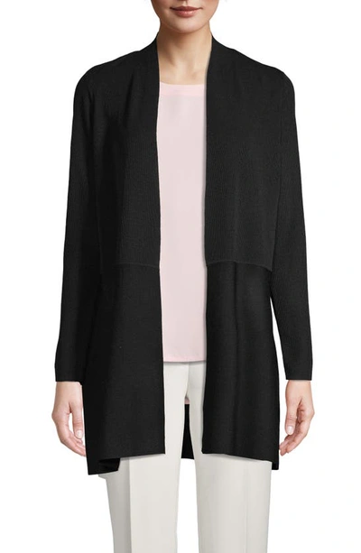 Anne Klein Peplum Long Cardigan In Anne Black