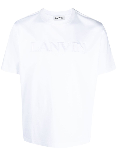 Lanvin Logo Embroidered Cotton T-shirt In White