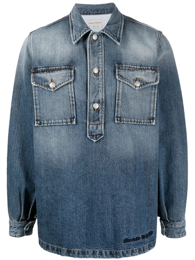 Alexander Mcqueen Denim Shirt In Blue