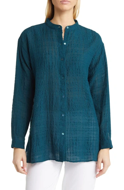 Eileen Fisher Petite Handkerchief Linen Button-down Shirt In Pacifica