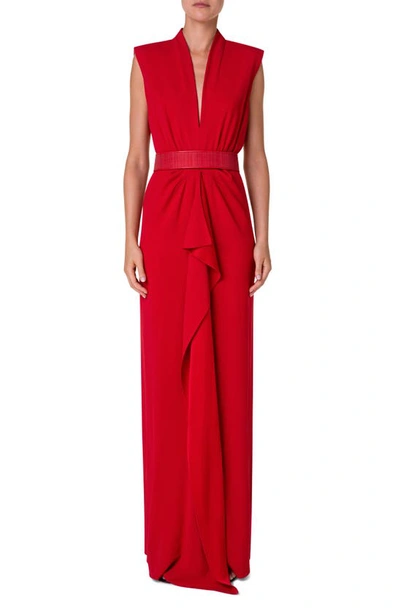 open lace back dress Beautiful Wine Red Georgette Embellished Indo Western Maxi Gown main image 0