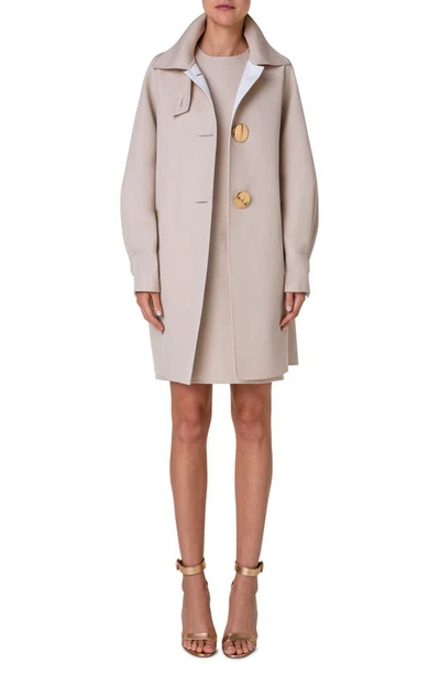 Akris Omega Bi-color Cotton-linen Coat In Sand